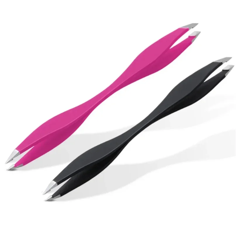 Pinzas para pestañas Rose Beauty de doble punta, herramienta de maquillaje antiestática para extensiones y depilación de cejas