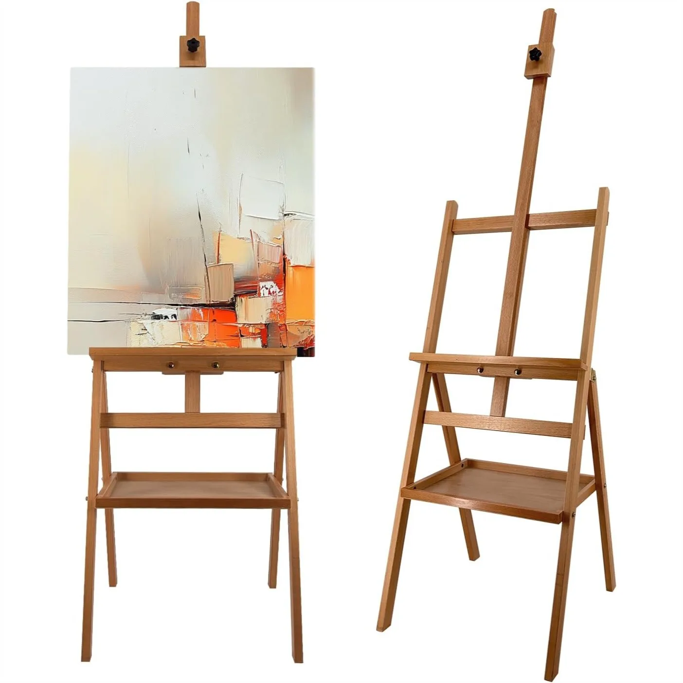 

Solid Beech Wood Painting Easel with Storage Plate, H-Frame Adjustable Art Easel Stand for Adults, Students, Sturdy Canvas