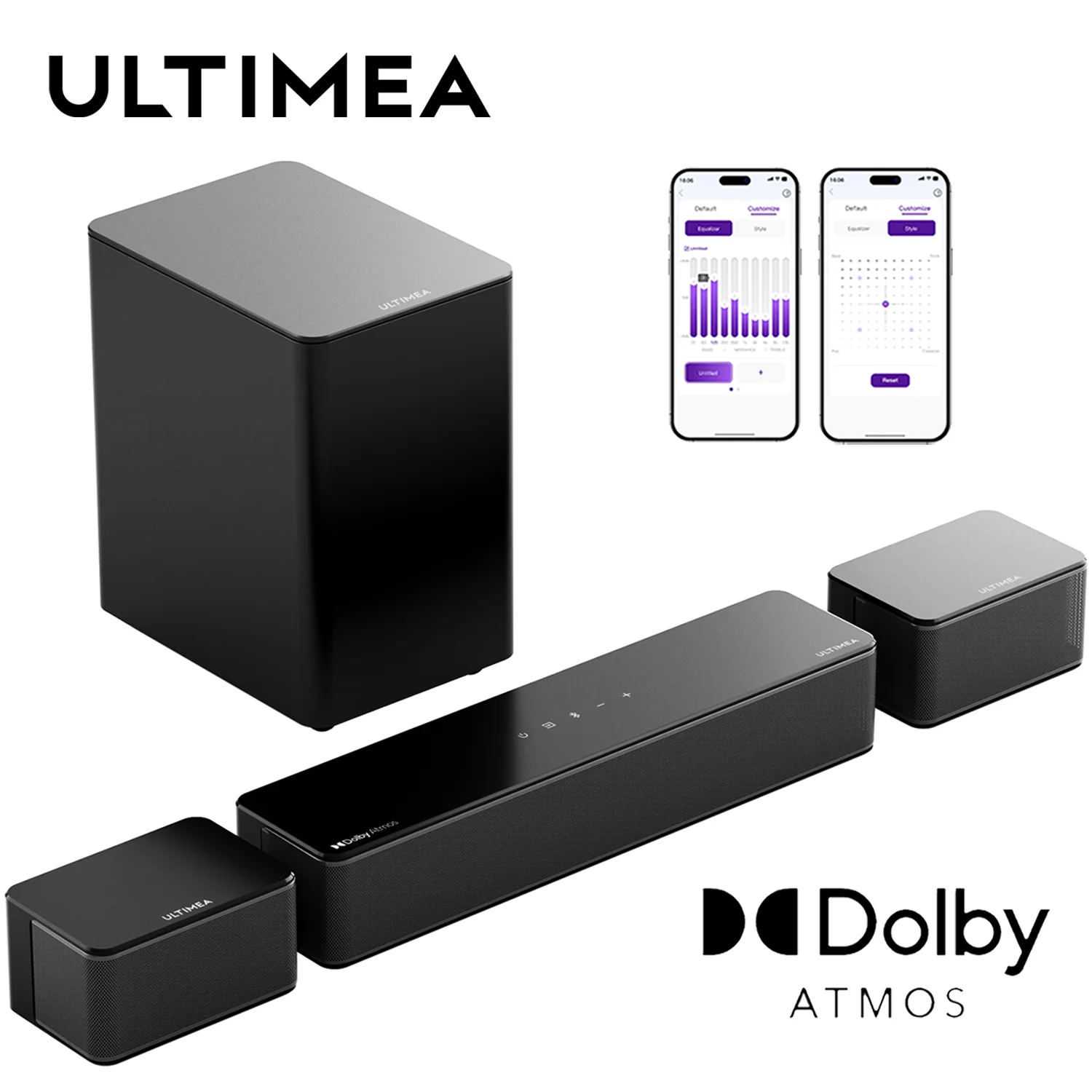 

ULTIMEA 5.1 Sound Bar for TV with Dolby Atmos , Home Theater 3D Surround Sound System, 2 Surround Speakers & Wireless Subwoofer