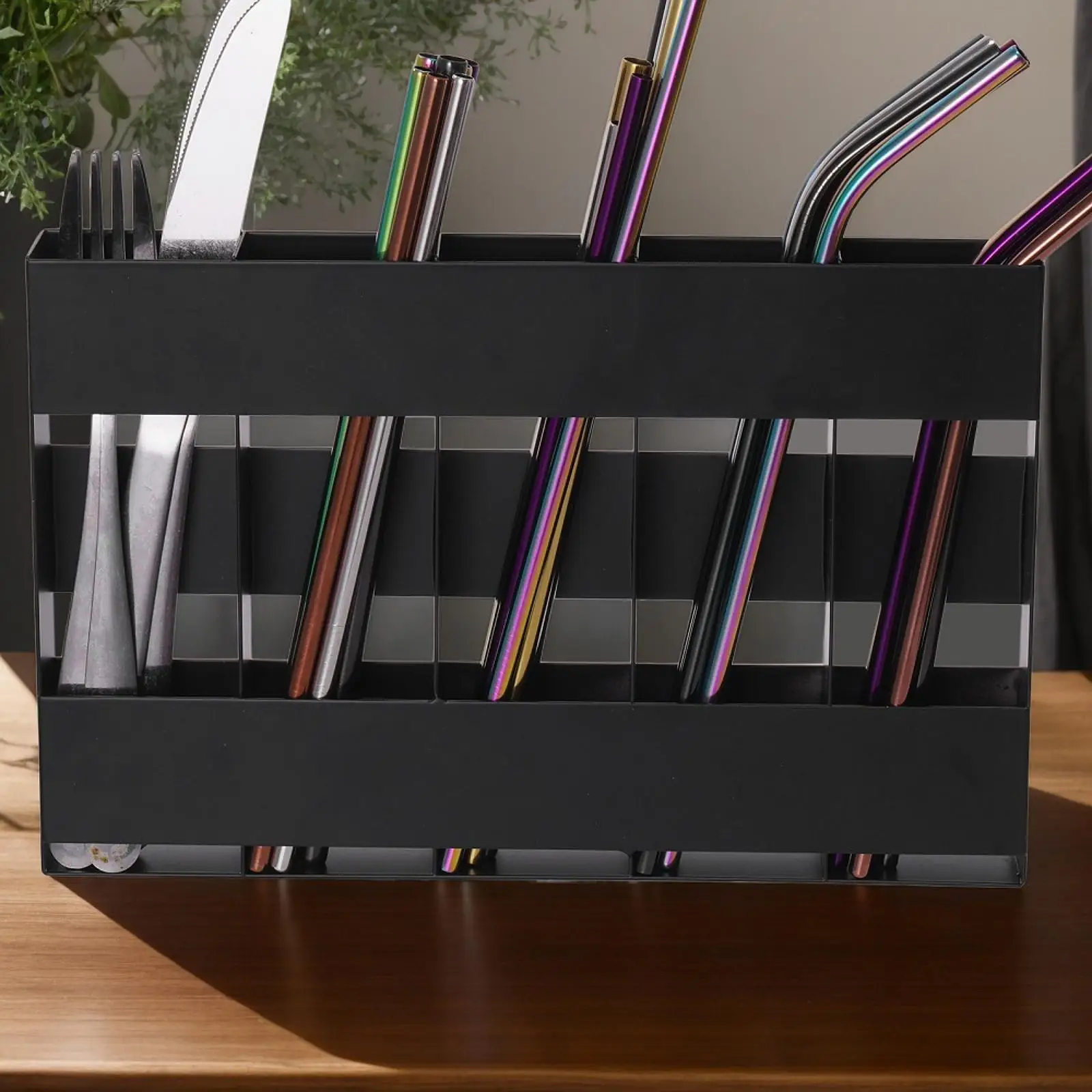 حامل من القش موزع شفاطات للشرب قابل لإعادة الاستخدام لحفلات طاولة الخزانة