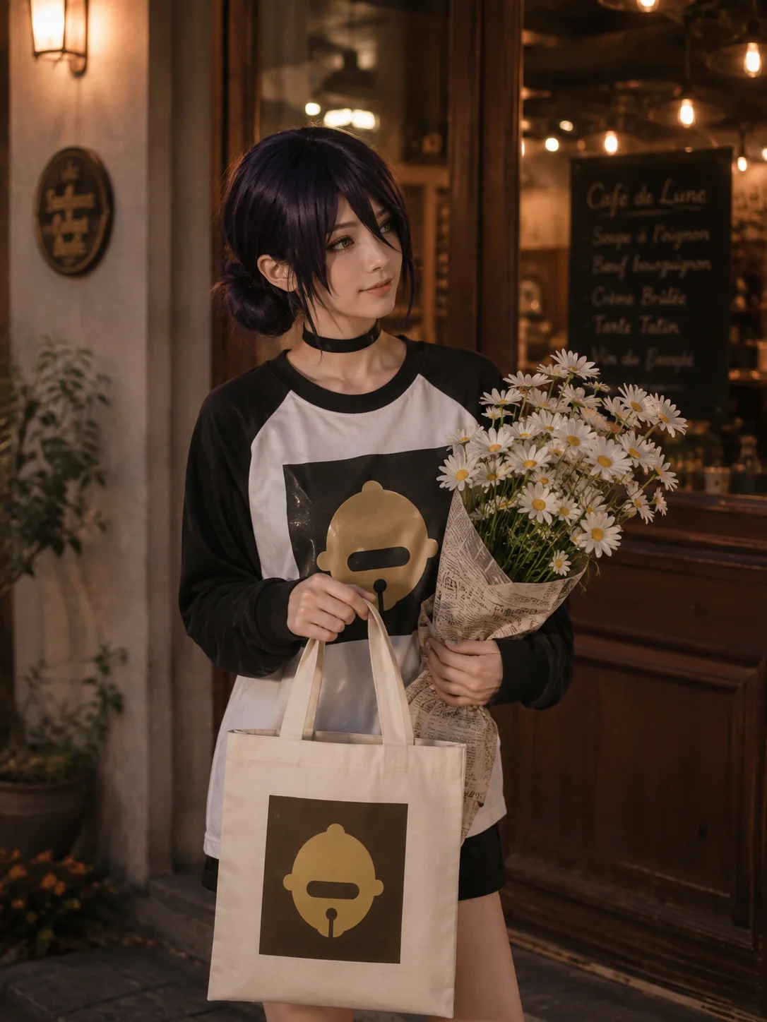 Chainsaw Man Reze 3D Print Tote Bag, Minimal Graphic, Textured Look Large Casual Daily Shopping Shoulder Bag For Anime Fans