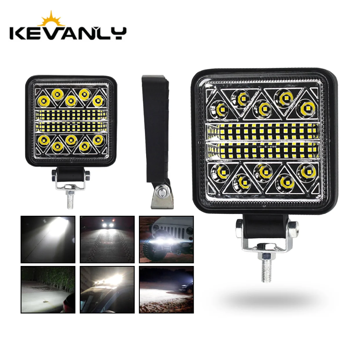 1/2pcs Square Work Light for 4x4 Offroad Daytime Driving Light 34smd Spotlight Truck RV ATV UTV Tractor Trailer DRL Headlights