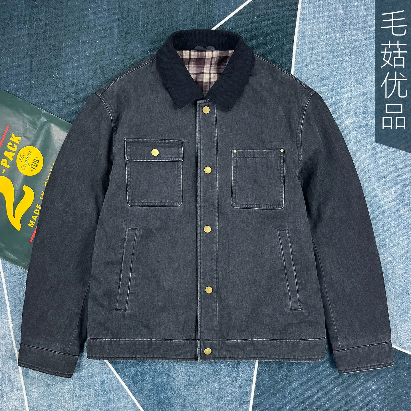 Heavyweight Thick Autumn American Vintage Corduroy Paneled Turn-Down Collar Jacket for Men Workwear 100% Cotton Casual Outerwear