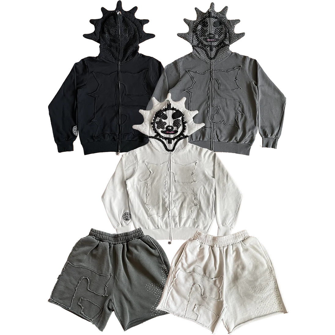 

Glo Gang the Glory Full Zip Hoodie Embroidered Rhinestone Hoodie Men's Casual Wear Resistant Long Sve Zipper Sweatirt