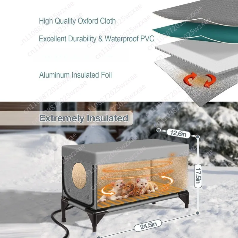 Waterproof Cat House Warm Heated Winter  House Insulated Outside Foldable Cats Nest Tent Sleeping Extra Large Warm Pet Room