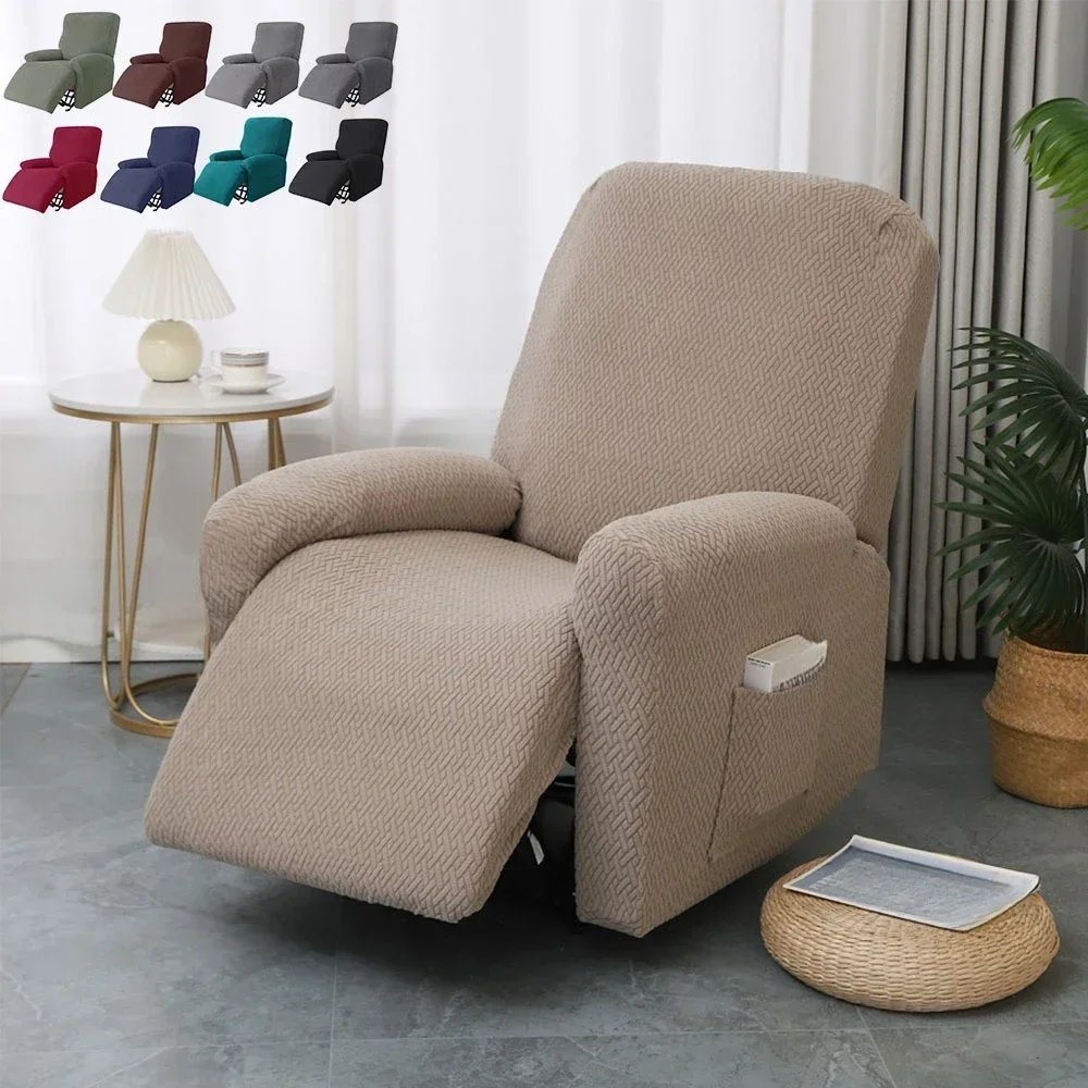 1 Seater Jacquard Stretch Recliner Sofa with Armrests Elastic Sofa Protector Relax Armchair Cover Lounge Home Pets Anti-Scratch