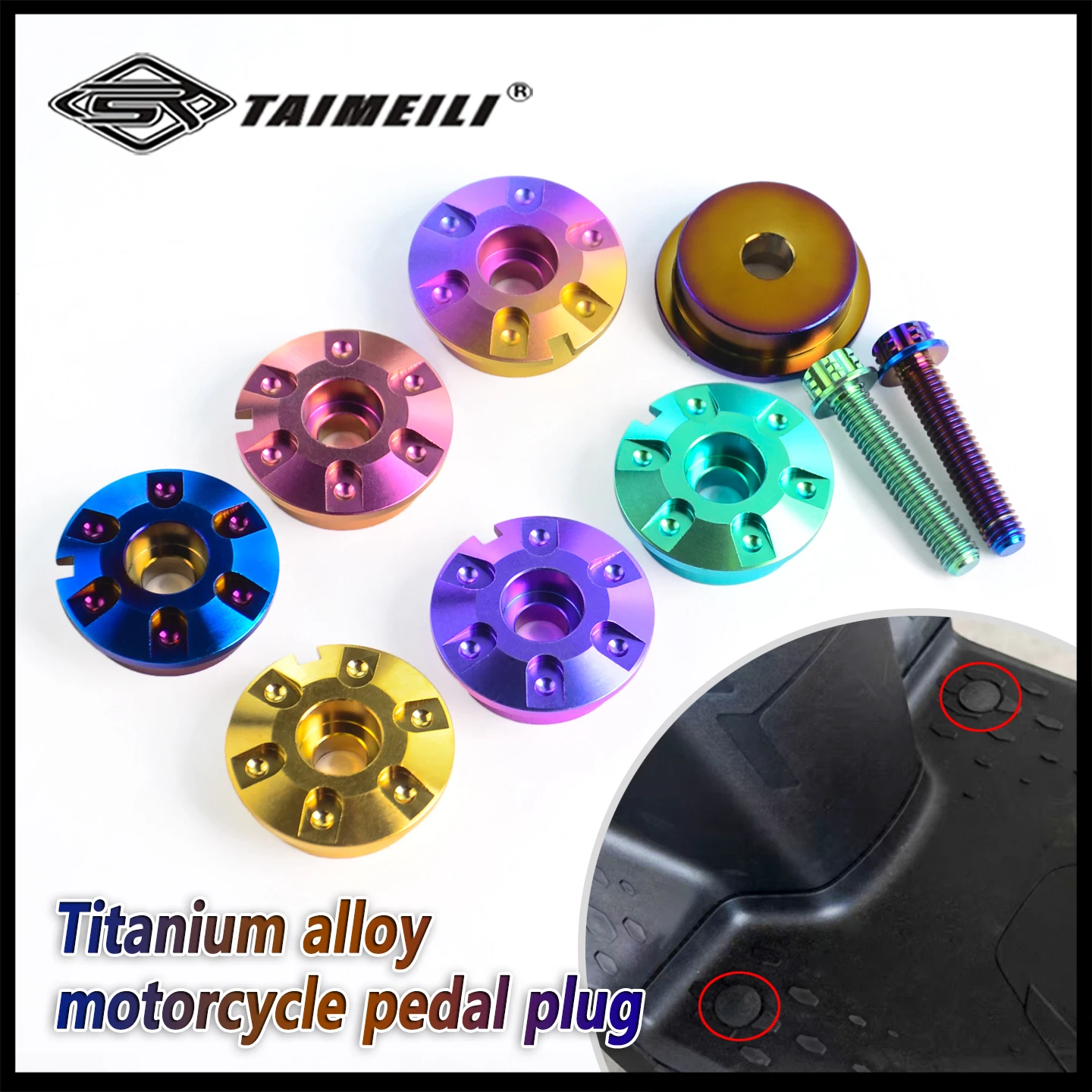 TAIMEILI titanium alloyMotorcycle pedal pedal pedal screw cover suitable for Yamaha GTR 125 BWS X 125 SMAX 155 RS100 RS Z100 JOG