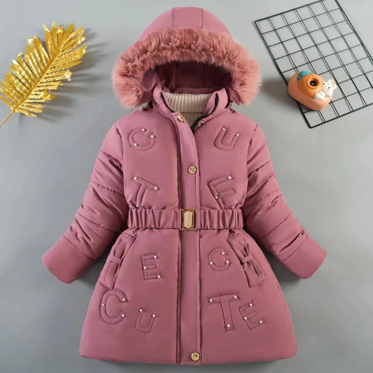 

Girls winter coat with cashmere thickened foreign style clothes girls winter fashion cotton-padded clothes 2024 new model