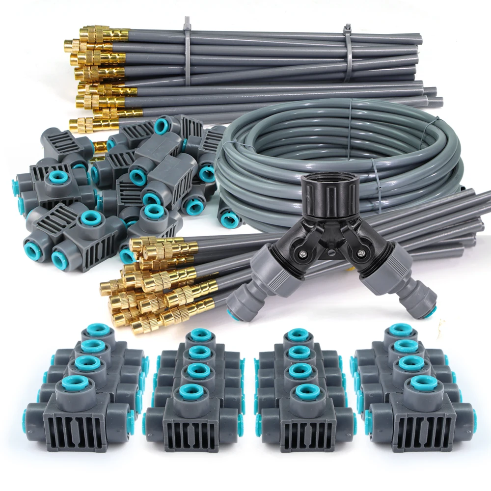 

1/4'' Flexible Bending 360° Rotary Adjustment Brass Sprinkler Set Quick Connection Automatic Atomization Garden Watering System