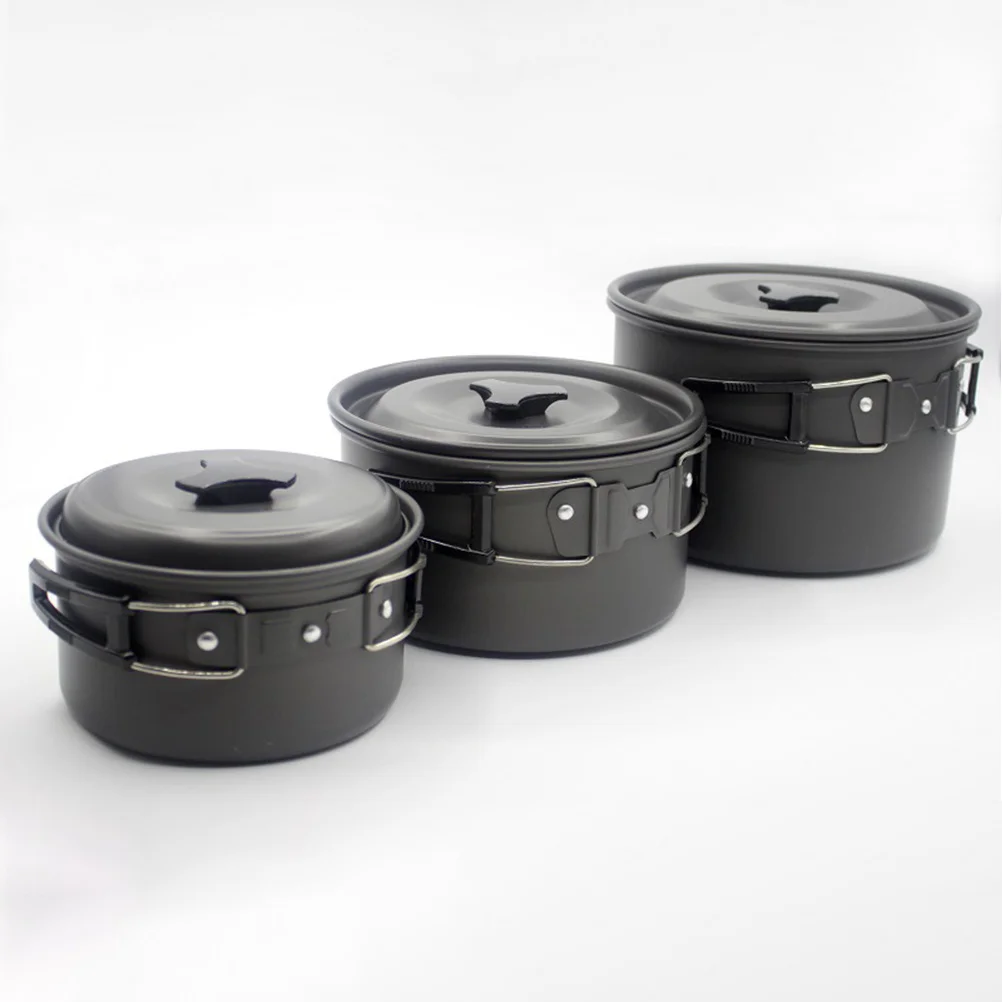 

1Set Portable Outdoor Picnic Cookware Set Black Camping Cooking Pan Suitable for 4-5 People Picnic Cooking Kit