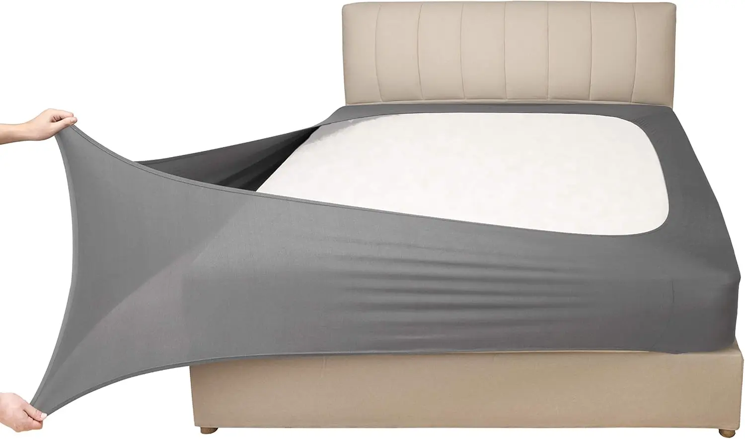 

Stretch Jersey Box Spring Cover Wrap Around, Bed Skirt Alternative, Ultra Soft & Wrinkle Resistant, Full/Full Xl, Light Gray