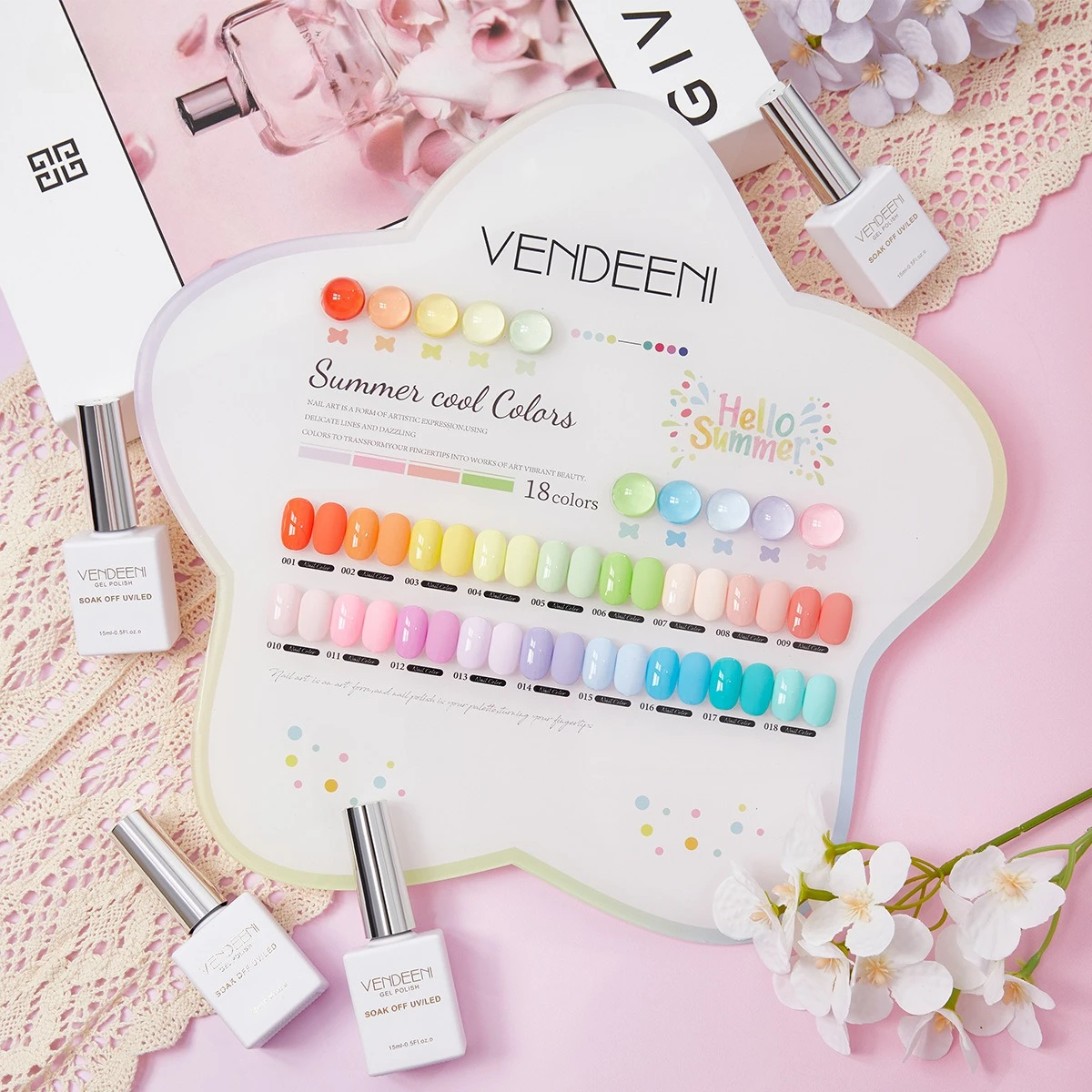 Vendeeni 18 ألوان معكرون سلسلة هلام طلاء الأظافر الربيع الصيف شبه دائم الأشعة فوق البنفسجية طقم أظافر قاعدة ماتي معطف فوقي مسمار الفن مانيكير #6
