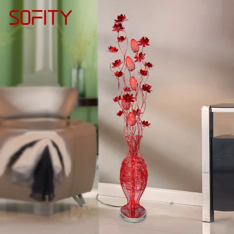 SOFITY Nordic Flower Floor Lamp Modern Art Red  Living Room Sofa Bedroom Hotel LED Originality Decorative Standing Light