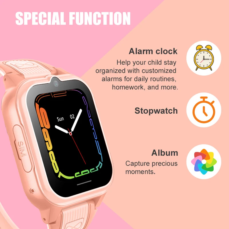 4G Kids Smart Watch Phone 1.52\' LCD Color Touch Screen GPS+LBS+WIFI Location Camera HD Video Call Pedometer New Children Clock