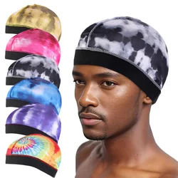 New Men's Silky Durag Wave Caps Shower Cap Bath Accessories Skullies Beanies Dome Hat Hair Cover Tie Wrap Scarf