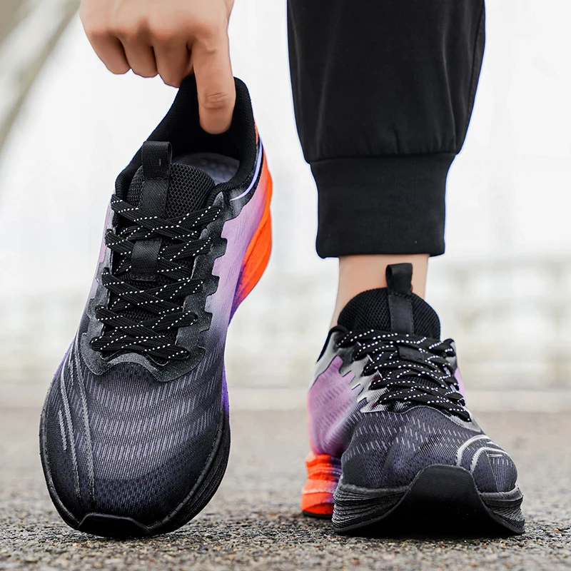 Marathon Men Sports Running Shoes Carbon Board Air Cushion Breathable Lightweight Women's Comfortable Athletic Nonskid Sneakers