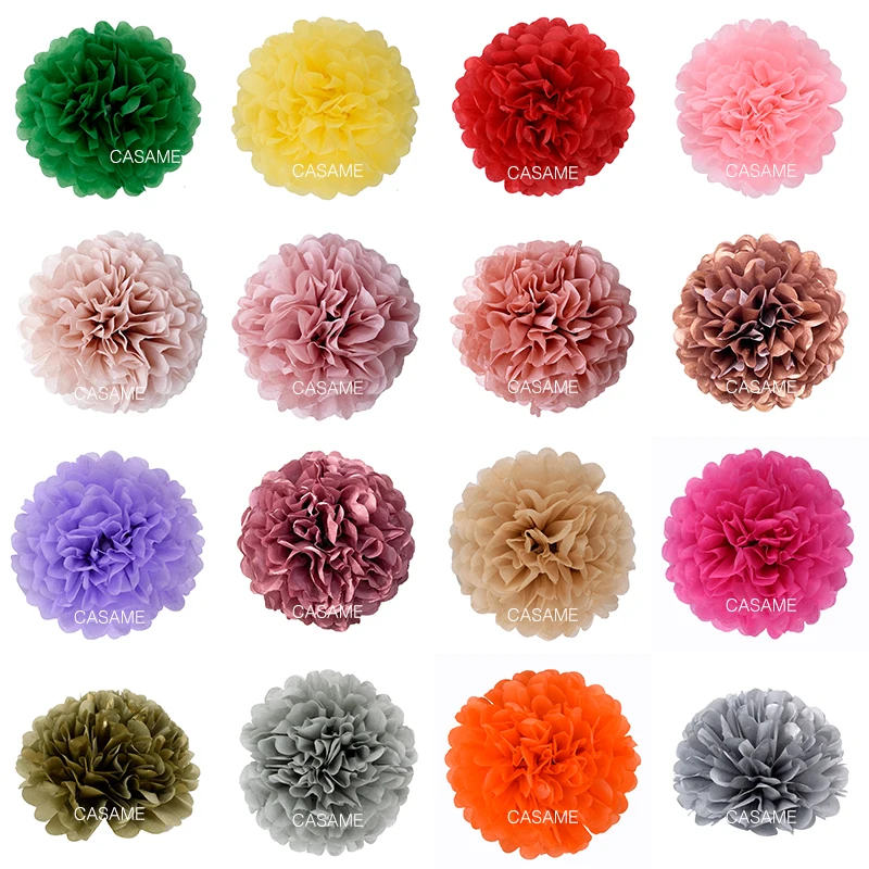 Pompons en papier de soie, 5 pièces, 4 6 8 10 12 pouces, fleurs pour décoration de mariage, anniversaire, bébé