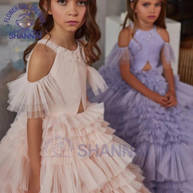 

Flower Girl Dresses Floor-Length O-Neck Ball Gown Wedding Bridesmaid Prom Evening Princess Pageant Dress for Girls 1-14