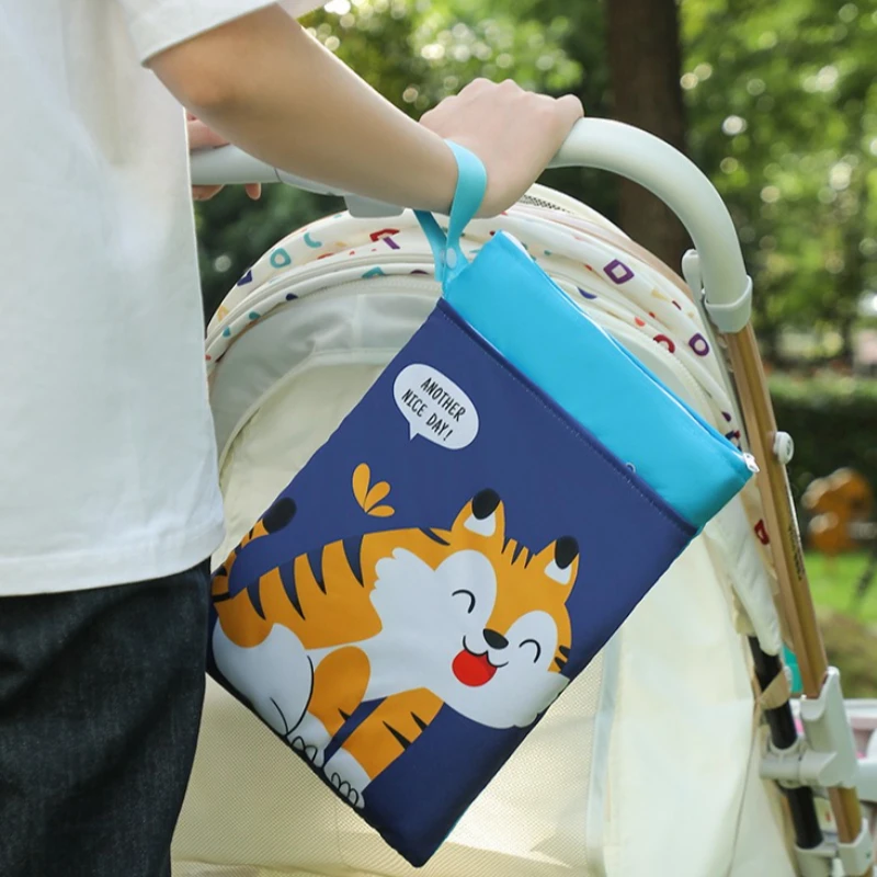 Моющаяся сумка для влажной/сухой уборки, подвесная сумка для коляски, аксессуар, подходит для детских подгузников, водонепроницаемая и многоразовая с двойными молниями