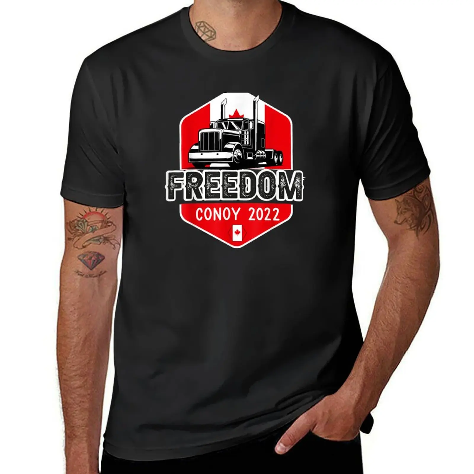 Canada Freedom Convoy 2022 Canadian Truckers Support flag T-Shirt Aesthetic clothing oversized t shirts for men