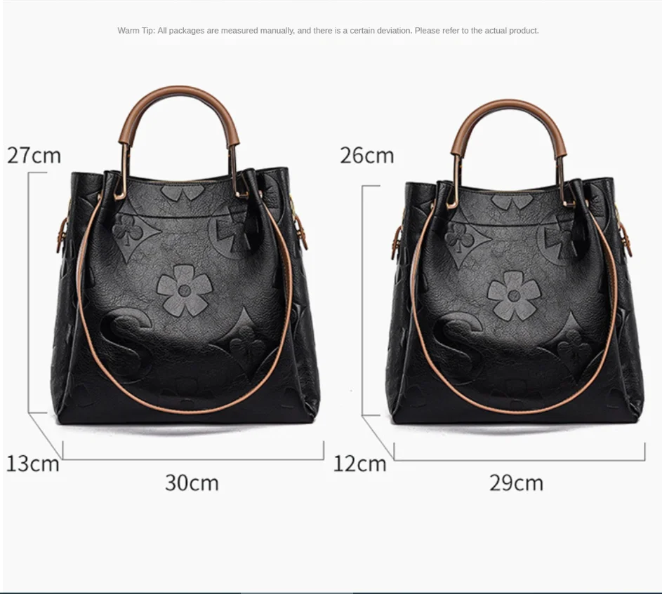 New Fashion Women's Summer Bucket Bag Embossed Women's Handbag European and American Retro Large Capacity Laptop Crossbody Bag