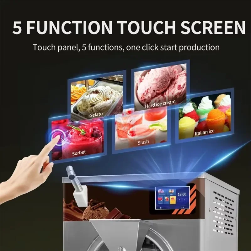 Commercial Hard Ice Cream Maker 48L/H Vertical Sundae Ice Cream Freezer for Business Use