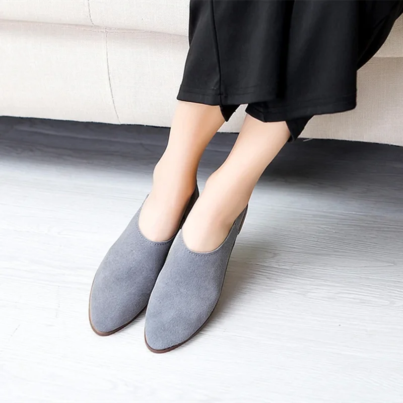 Women's Genuine Leather Pointed Toe Ballet Flats, Sizes 41-43