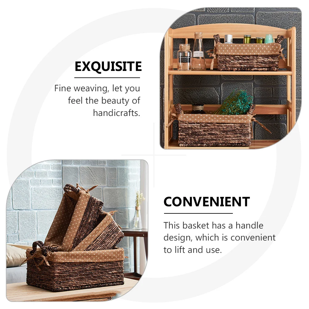 

1Pcs Brown Rattan Storage Basket Corn Husk Handwoven Organizer Storage Box for Sundries Desktop Use Desktop Basket