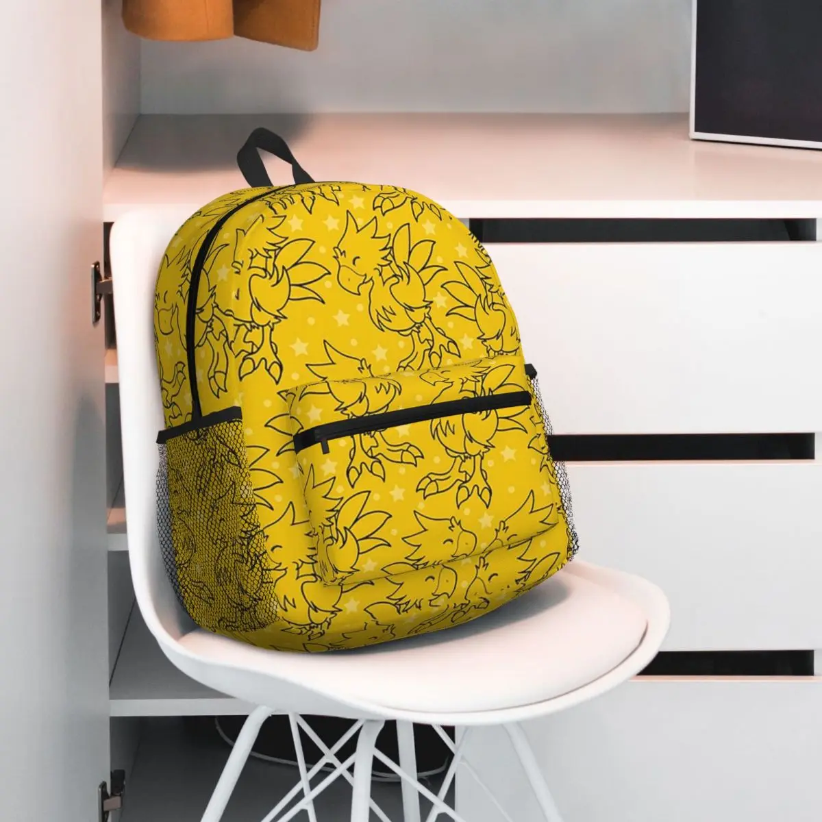 Cute Final Fantasy Chocobo Print Backpack Student BookBag Children School Bag Computer Shoulder Bags for Men Women