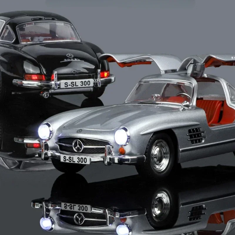 1:24 Mercedes-Benz 300Sl Legierung Auto Modell Sound Und Licht Zurückziehen Spielzeug Auto Metall Klassische Auto Jungen Sammlung ornamente Geschenk