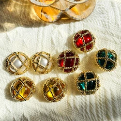 Baroque Style Women Luxury Rouned Rhinestone Earrings Hollow Reticulation Crystal Vintage Stud Earring Elegant Lady Ear Rings
