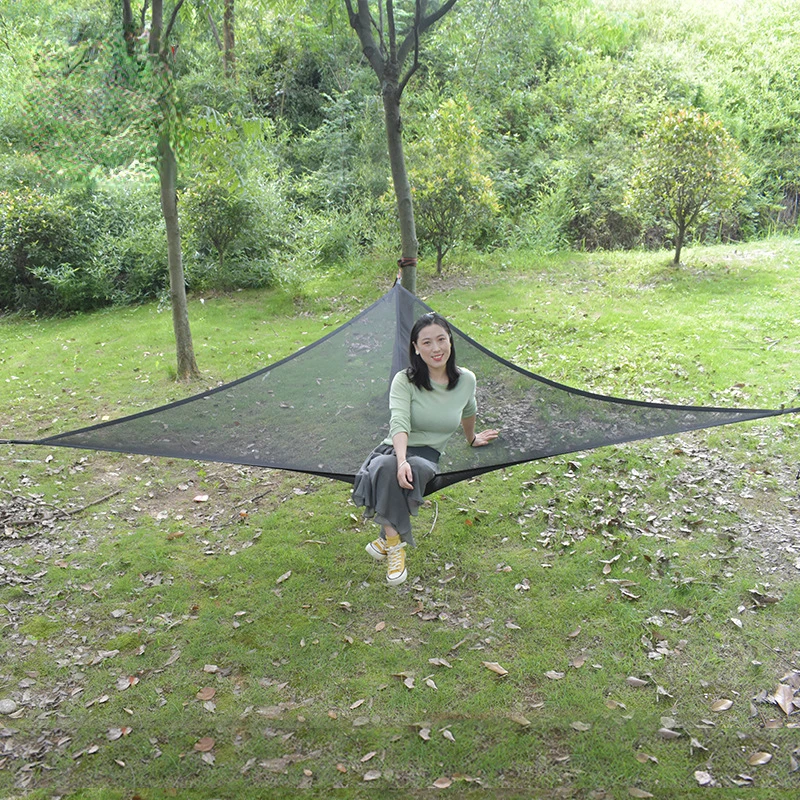 Outdoor aerial multi-person hammock triangle aerial pad camping tree tent portable heavy duty camping aerial hammock