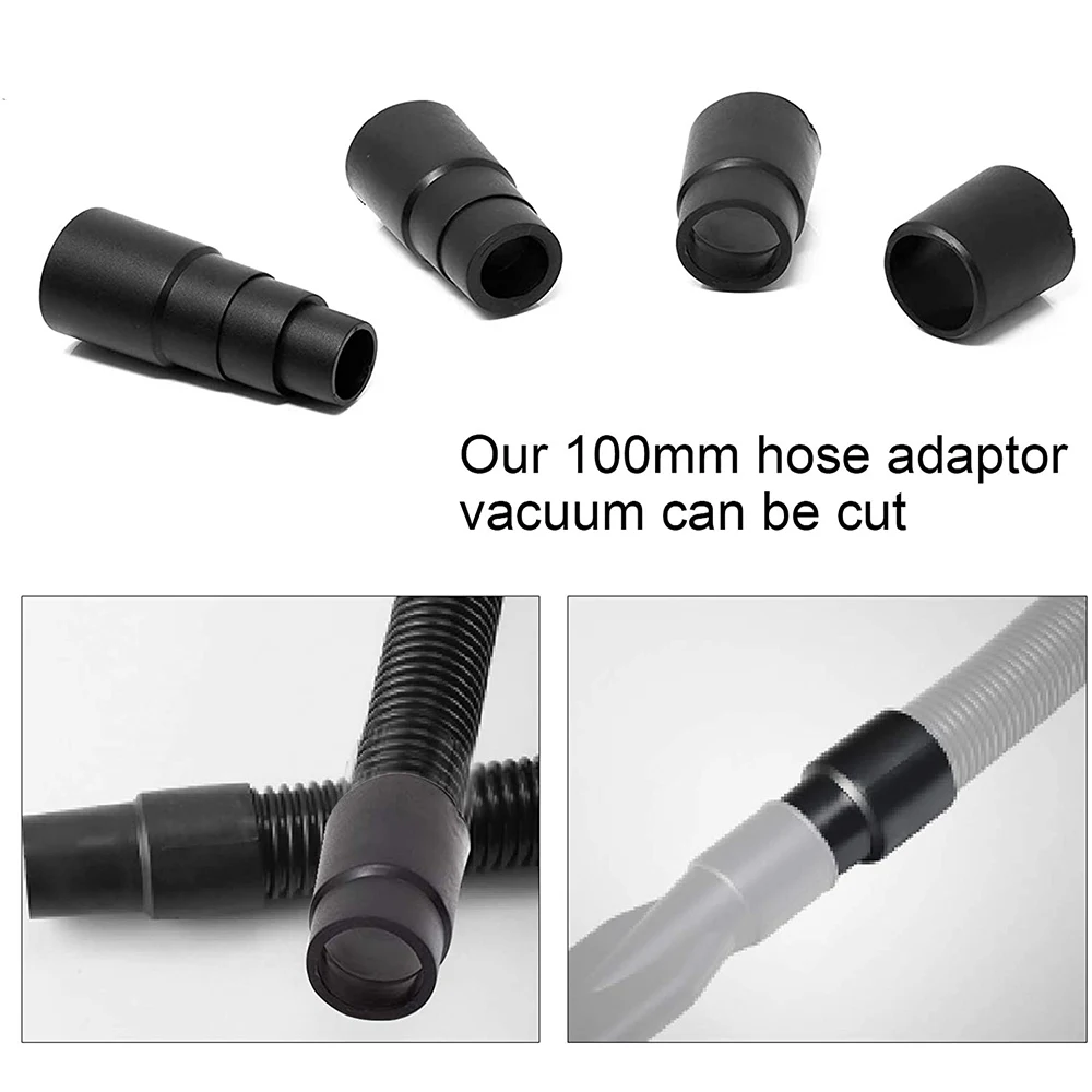 2/4pcs Universal Vacuum Hose Adapter Converter Black Soft Rubber Round Suction Hose Converter Dry Wet Use