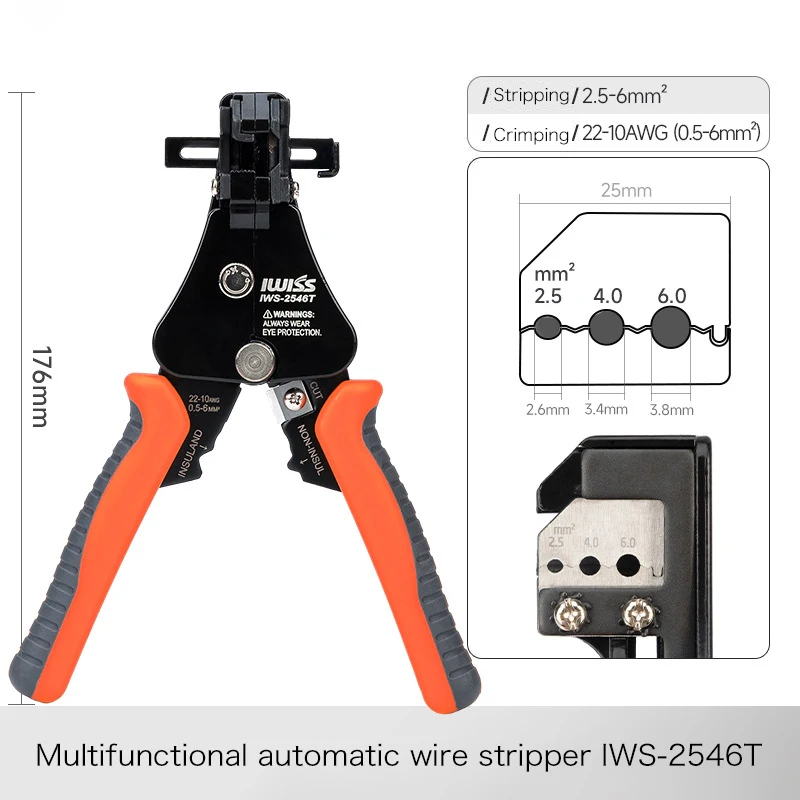 Imagem -05 - Iwiss-alicate de Crimpagem Decapador de Fios Ferramenta de Corte Automática Decapador Rápido Portátil Ferramentas Elétricas em 3in 1