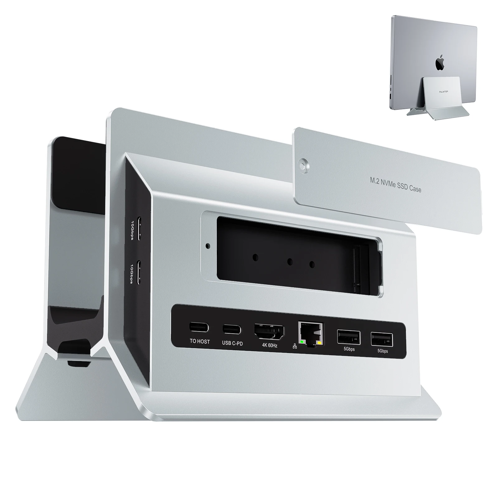 

11-in-1 MacBook Docking Station, Vertical Laptop Docking Station with M.2 NVMe case Compatible with MacBook,Windows Mac Mini