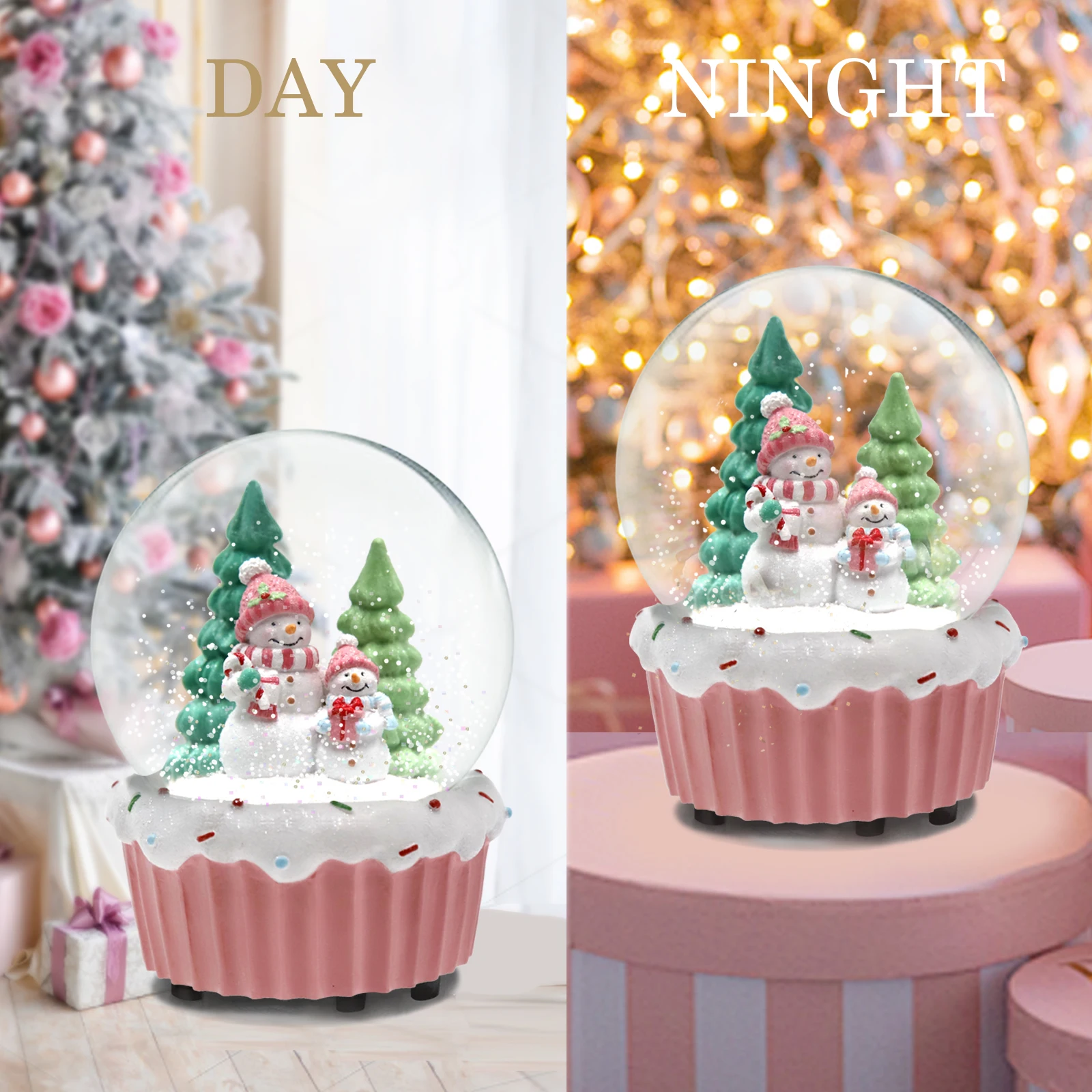 

Музыкальный хрустальный снежок, зимняя сцена снеговика и рождественской елки, основа в форме торта, украшение отпускного домашнего центра