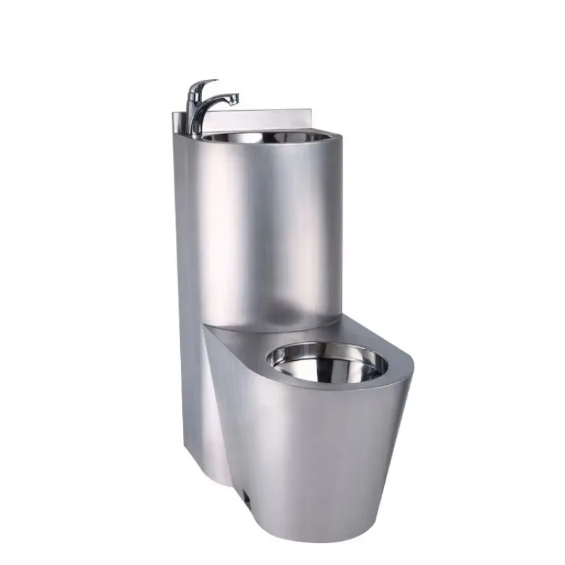 Modern Stainless Steel Jail Toilet Wc With Washbasin Sink