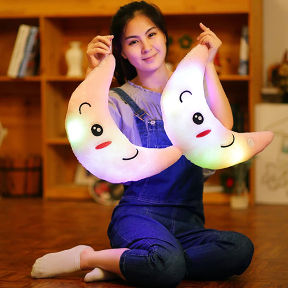 

Pink Creative Light Up LED Moon Luminous Throw Pillow Glow Cushion Baby without