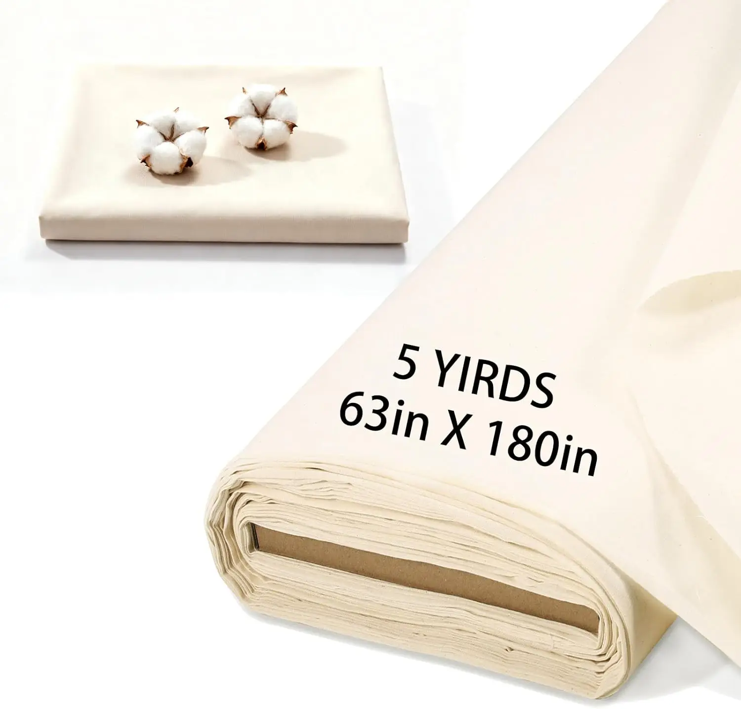 

5 Yards 100% Cotton Muslin Fabric Natural Unbleached Linen 63 Inch Wide Sewing Material