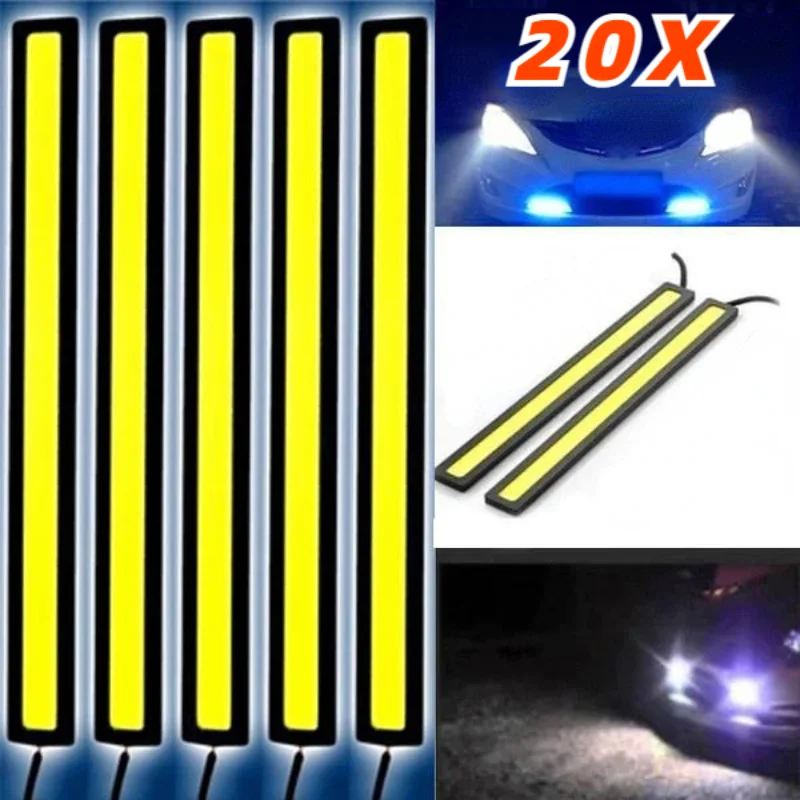 20 szt. 17CM LED DRL wodoodporna światła dzienne do jazdy 12V COB LED z aluminiowymi lampkami