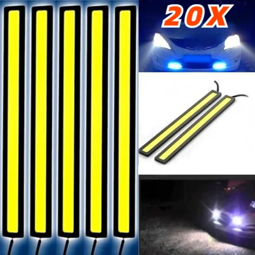 20 piezas 17CM LED DRL impermeable conducción luces de circulación diurna tira 12V COB LED coche rayas de aluminio luces