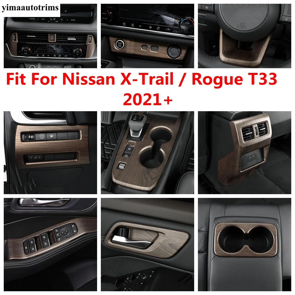 

For Nissan X-Trail X Trail / Rogue T33 2021 -2024 Window Lift Head Light Lamp Gear Air AC Vent Cover Trim Wood Grain Accessories