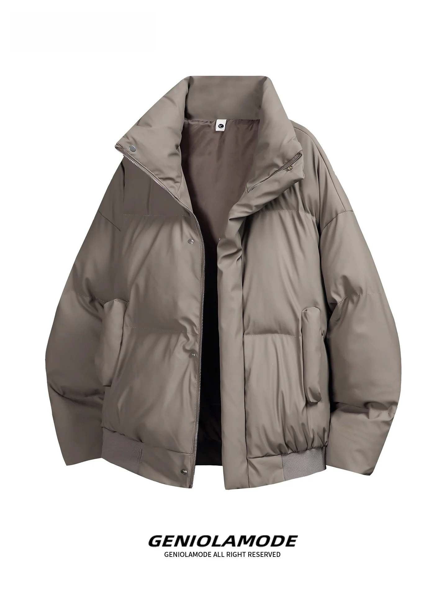 

Genio Lamode American Retro Stand Collar PU Leather Cotton Jaet Autumn Winter Men's Loose Faionable Versatile Outerwear