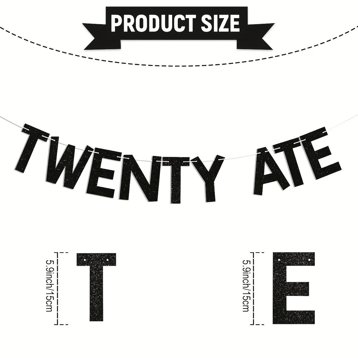 1pc Twenty Ate Banner - Cheers to 28 Years, Whimsical Vintage-Inspired Theme 28Th Birthday Party Decorations Black Glitter