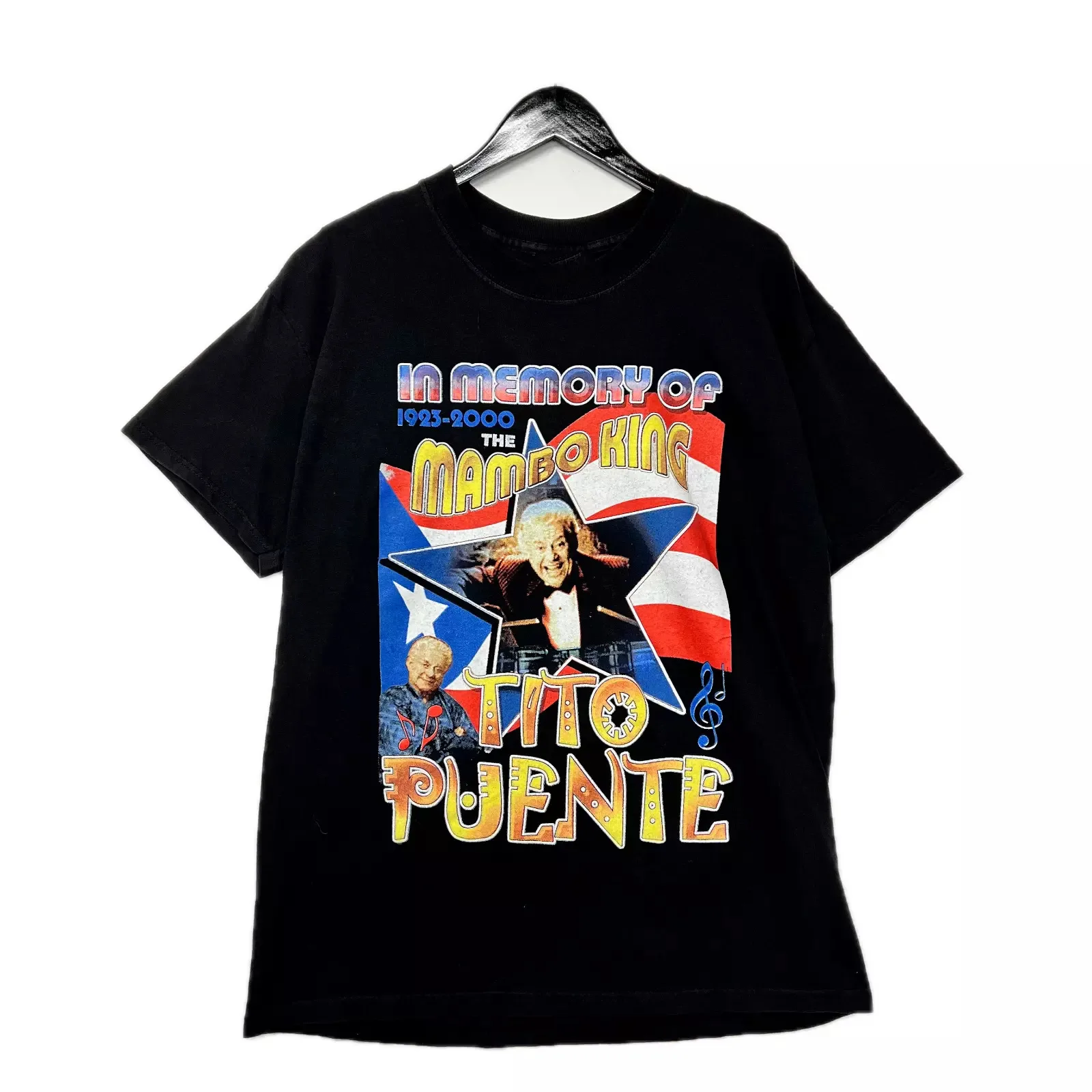 Vtg The Mambo King Tito Puente Cotton Black Full Size Unisex Shirt AA137