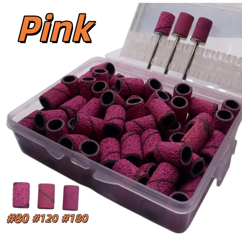 100Pcs Zebra Nail Sanding Bands with Mandrel– Large Size Nail Drill Bands for Acrylic Nails, Manicure & Pedicure Use