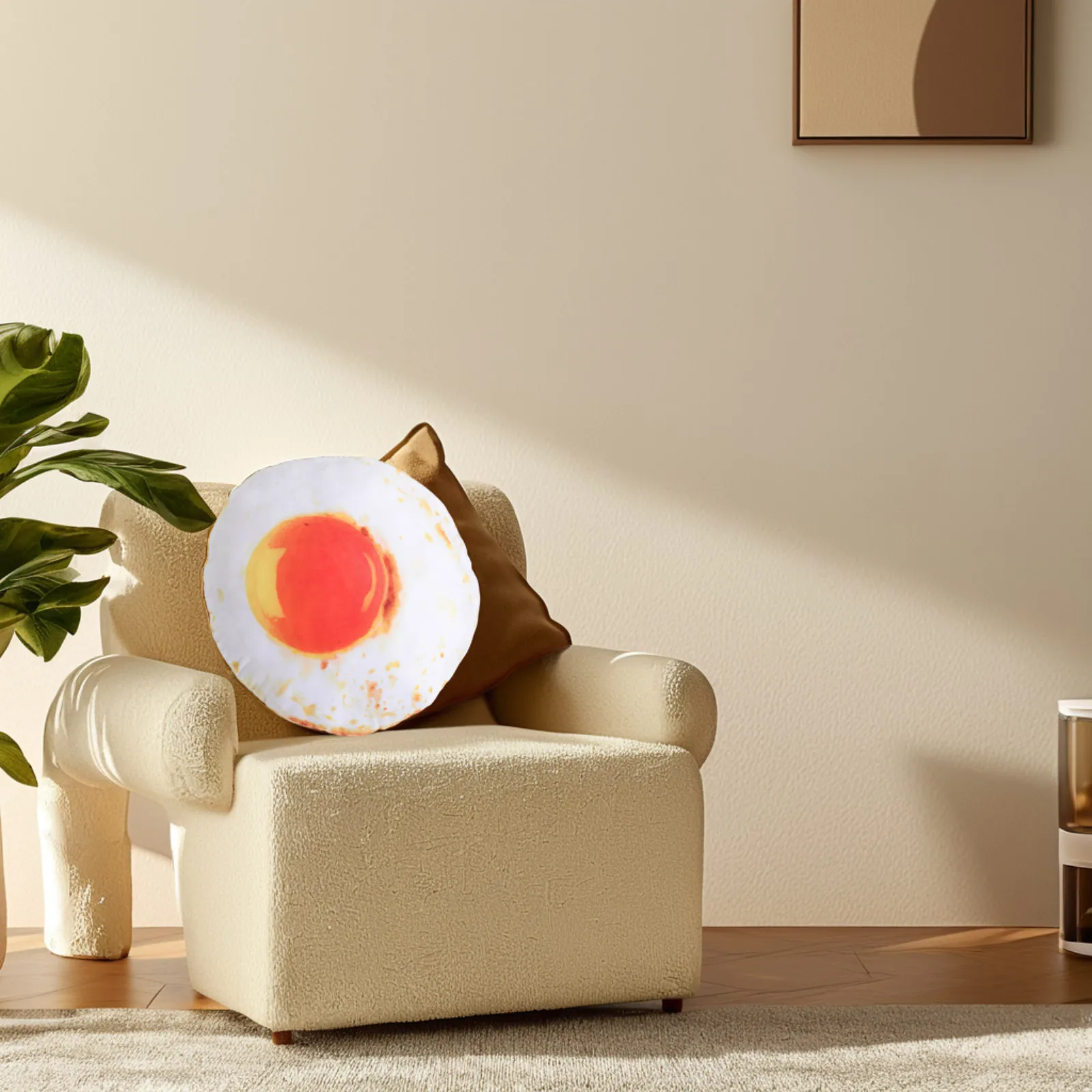 

Simulated Fried Egg Pillow Green Vegetables Omelette PP Cotton Egg Shaped Cushion Food Novelty Creative Design Comfortable