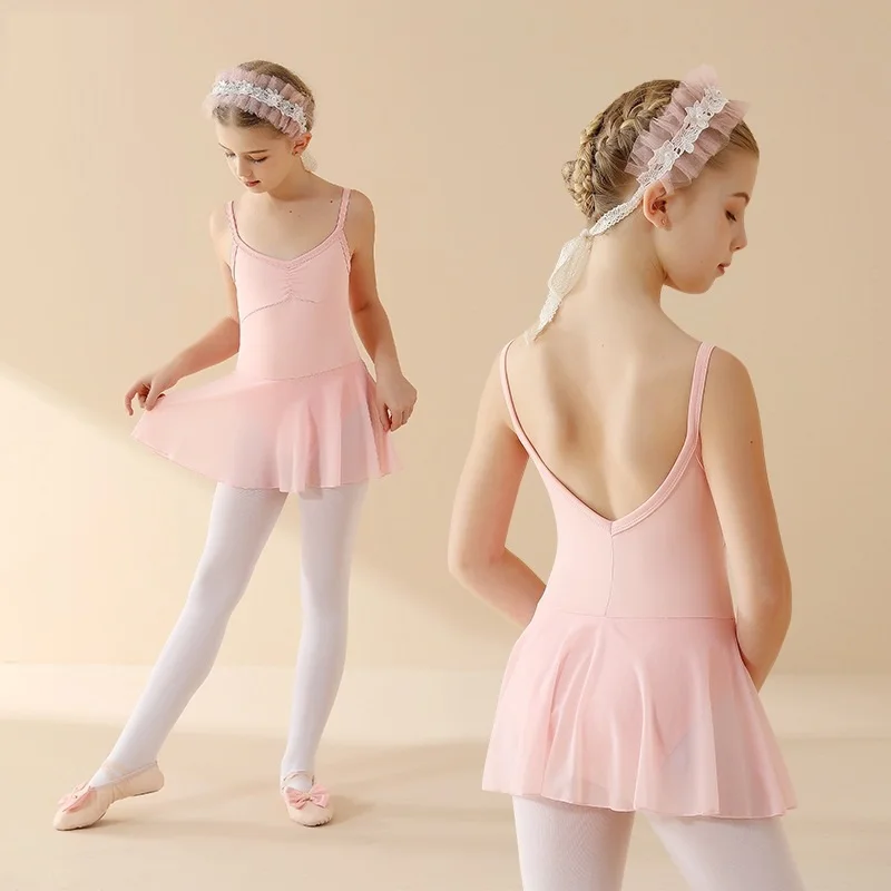 Roupa de dança de balé sem mangas, vestido de balé para meninas, collant de balé infantil, vestido de dança, vestido tutu, saias de dança infantil com tule