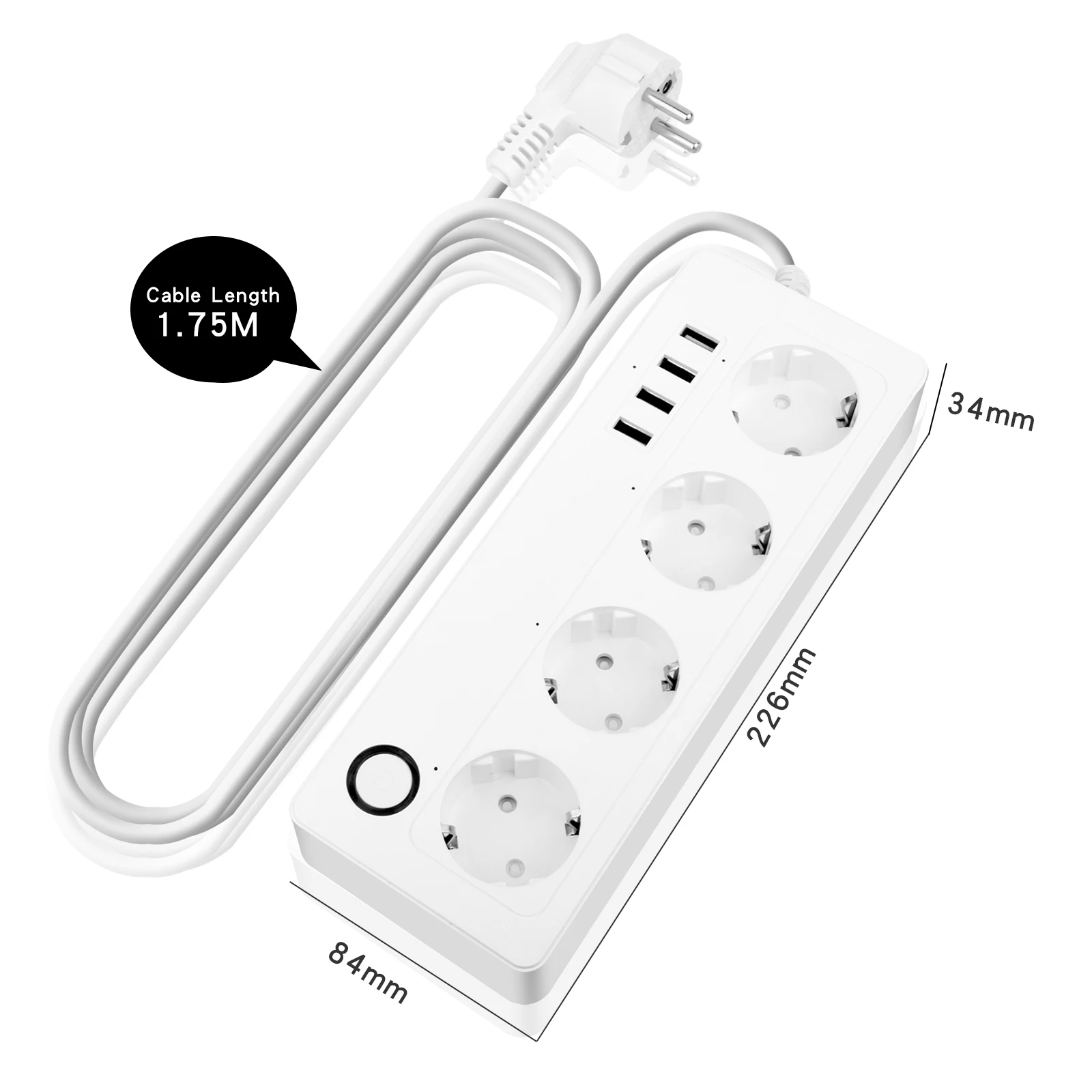 Tuya WiFi Smart Remote Control EU Plug With 4 USB Recharge Ports Support Alexa Voice Control