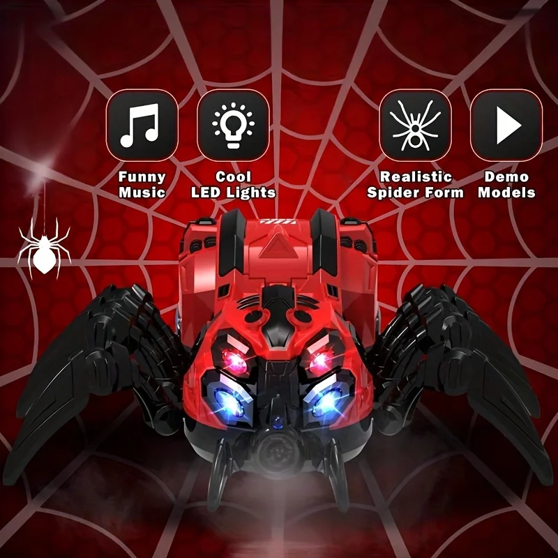 Robô aranha operado por bateria, música engraçada, azul, brinquedo interativo familiar, surpresa de aniversário